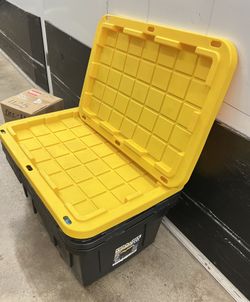 Commander XXL 27 Gallon Heavy Duty Storage Tote Bin with Yellow Lid - Set of 2