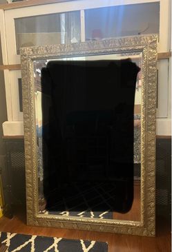 Vintage Large Beveled Mirror with hooks (29”x41”)