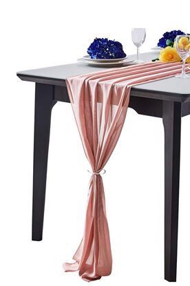 (13) Dust Rose Chiffon Table Runner 29 x 120 Inch 10ft Long Sheer Table Runners for Rustic Wedding