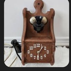 Old Timey Antique Edison Phone Wall Hanging Decor Clock Does Not Work