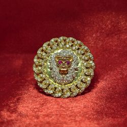 10k Yellow Gold Diamond Lion Head Ring 1.50 ctw 