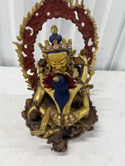 VINTAGE BUDDHA YAB-YUM "FATHER & MOTHER"  MEN WOMEN skull, tantra yin yang NEPAL. Used in good condition.