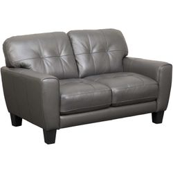Gray Leather Loveseat