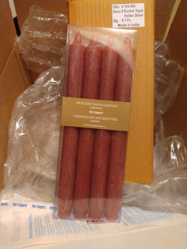 2 Pcs Rkt Candlestick Holders Unopened Taped Boxed + Candles