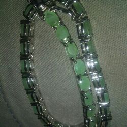 Real Emerald Sterling silver bracelets