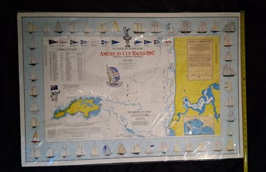 America's Cup Races 1987 Map, Vintage