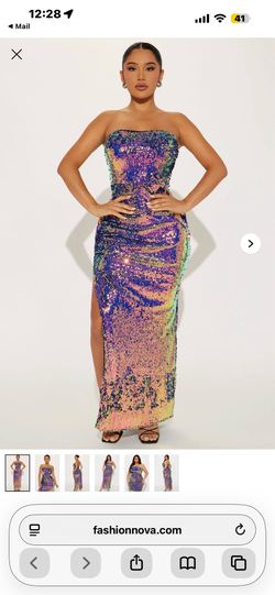Fashion Nova Prom or Wedding Guest Sequin Purple Dress