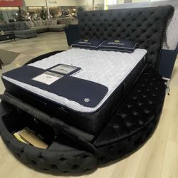 OM• $38 Initial • Brand New Brigette Black Queen Bed Frame With Storage 