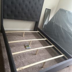 Grey Bedframe & Box spring 