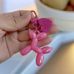 Pink Balloon Dog Keychain