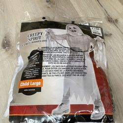 Creepy Spirit White Halloween Child Costume Large 4-6 Mask Robe Chain Belt