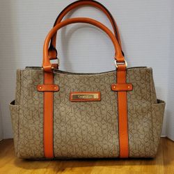 Calvin Klein Hudson Signature Satchel - Oranges Straps