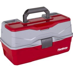 Flambeau Outdoors 3 Tray Portable Tool Box Tackle Storage Red Gray 32 Compart...