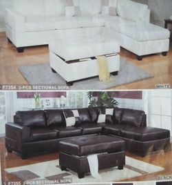 3 Pcs leather sofa with ottoman