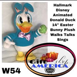 Hallmark Disney Animated Donald Duck 14" Easter Bunny Plush Walks Talks Sings W54