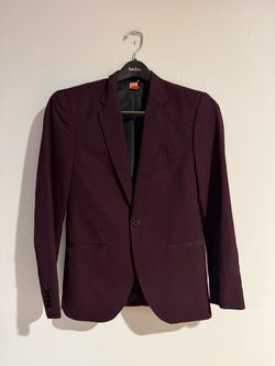 H&M Men's Dark Burgundy Single-Button Blazer S