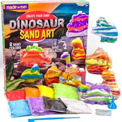 Made By Me Create Your Own Dinosaur Sand Art by Horizon Group USA, 6 Dino-Themed Bottles Caps, 8
