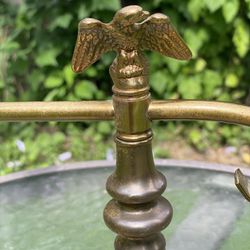 Antique Brass Desk Lamp With Eagle Finial And Ring Catch