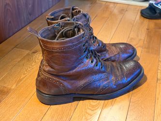 Aston Grey collection Brown Leather Brogue Lace-Up Boots