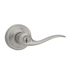 Kwikset Tustin Satin Nickel Entry Door Handle Featuring SmartKey Security @U9-921