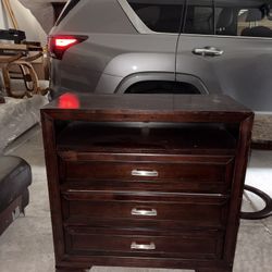 Dark Wood Media Chest / Dresser with Drawers