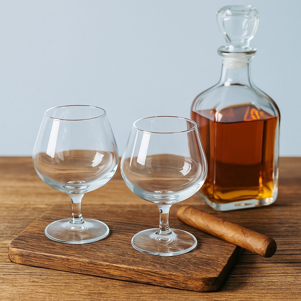 Bormioli Rocco Italy “Michelangelo” Set Of 2 Clear Brandy Snifter Glasses