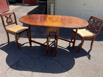 Vintage leaflet style dining table & Two matching chairs