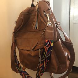 Faux Leather Backpack/ Diaper Bag 