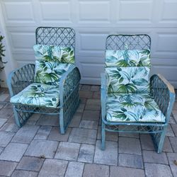 PAIR VINTAGE RUSSELL WOODARD SPUN FIBERGLASS CHAISE ACCENT CHAIRS W/CUSHIONS