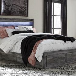 King bed frame WITH  6 storage drawers mattress