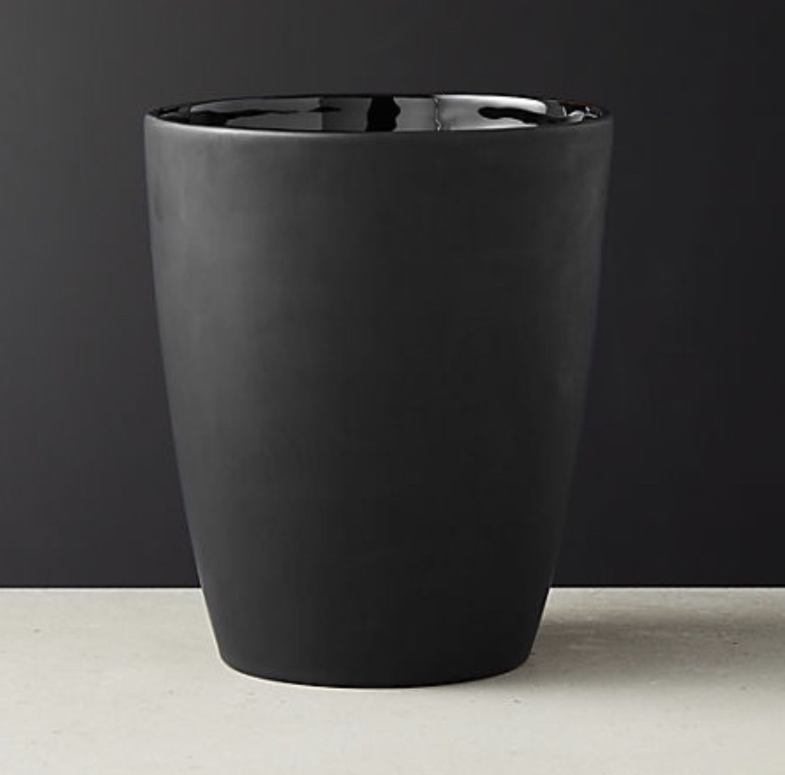 CB2 Rubber Coated Black Wastecan / Trashcan