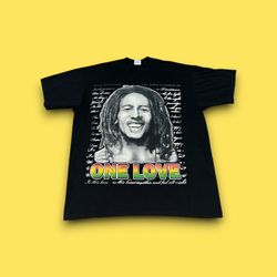Vintage Bob Marley one love 420 portrait t-shirt black men’s 4XL 