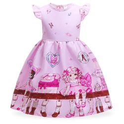 Cartoon print cotton dresses kid clothes. For baby girl dress.