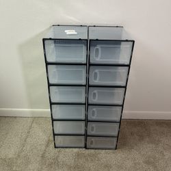 Shoe Storage Box, 12 Pack Clear Plastic Stackable Shoe Organizer for Closet