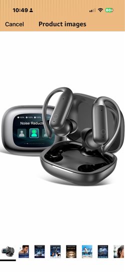 LEEMC Wireless Earbuds, Bluetooth Headphones 6.0, Ear Buds with Touch Screen, ANC ENC Noise Cancelling, 40H Bass Stereo Sound Over-Ear Earphones for i