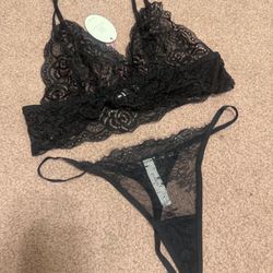 New Large Black Lace Lingerie Set Bra Panty