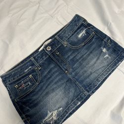 Hollister denim mini skirt with distressed detail