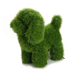 19 in. Green Artificial Turf Topiary Dog