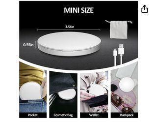 Round Mirror Bag Led Light Makeup Bag With Mirror Light Travel