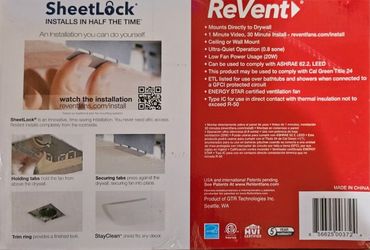 Revent Bathroom Fan New