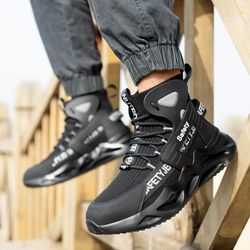 8-8.5Mens Safety Shoes Steel Toe Work Boots Anti-slip Anti-puncture Breathable Sneake