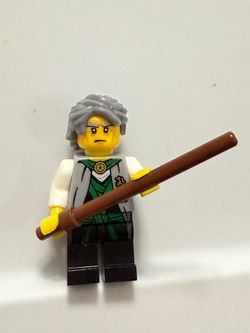 LEGO Ninjago Lloyd Sensei Garmadon Green Ninja Minifigure with gray hair and green vest