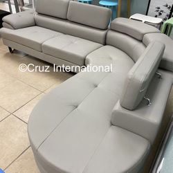 New Gray Sectional Sofa Couch 