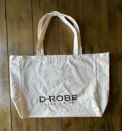 D-ROBE “FREE TO BE” Tote Bag Canvas Ivory Large Reusable Shopping Shoulder Bag