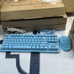 ZIYOU LANG RGB Gaming Keyboard Mouse Combo 3-in-1 Pink or Blue NEW