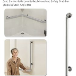 Zelen L-Shape Shower Grab Bar Wall Mount 24” x 36” Stainless Steel NEW