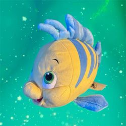 The Little Mermaid Flounder Ariel Cartoon Fish Soft Plush 9” Disney Parks Store