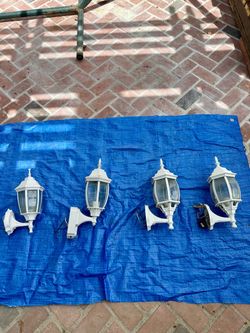 Set of 4 White Outdoor Wall Lantern Sconces