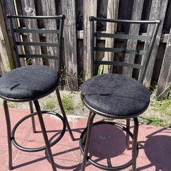 2 Metal Swivel Bar Stools 28” To Seat, In Excellent Condition $40 Both Firm On Price