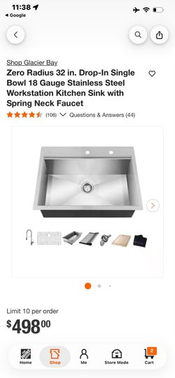 LORDEAR 33in Undermount Stainless Steel Workstation Kitchen Sink